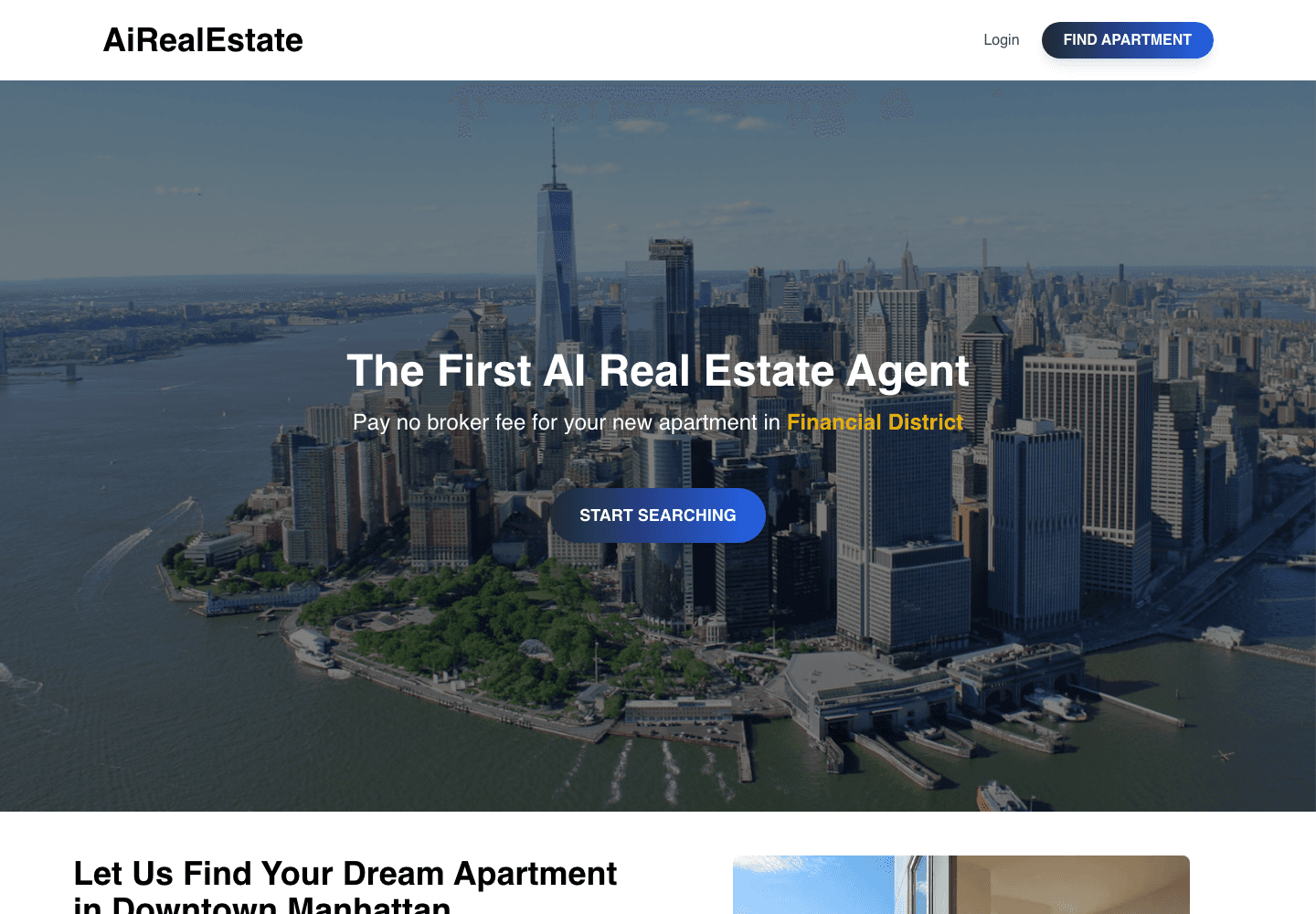 AI Real Estate Agent website for downtown Manhattan apartments